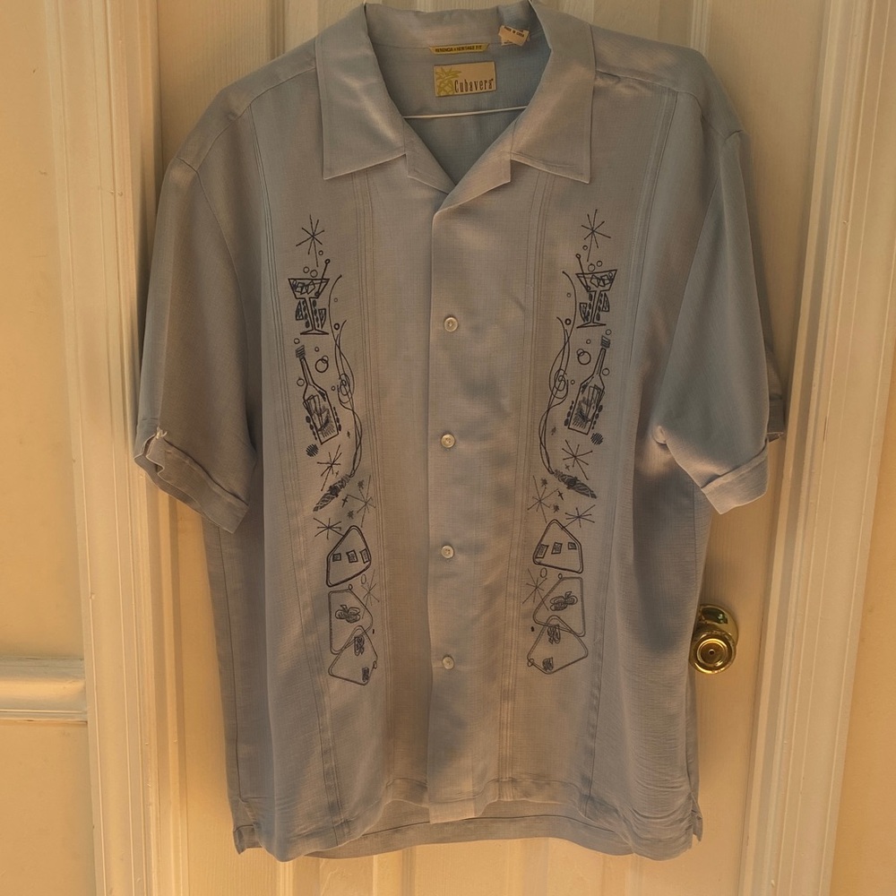 Cubavera Gray Embroidered Casual Shirt